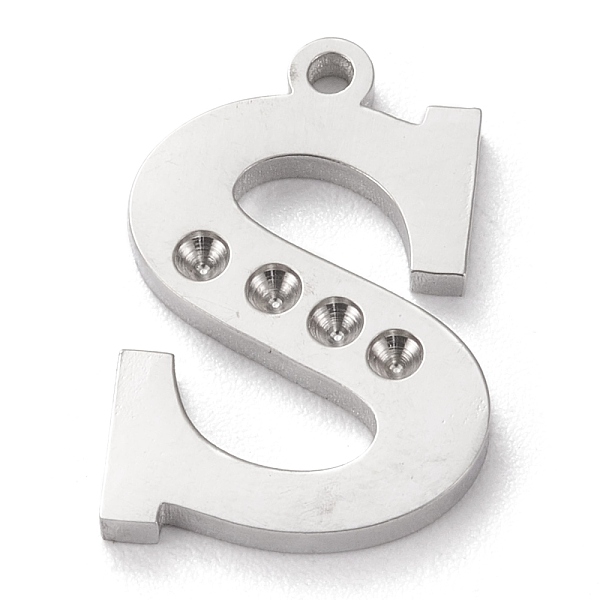 

PandaHall 304 Stainless Steel Letter Pendant Rhinestone Settings, Stainless Steel Color, Letter.S, S: 16.5x11x1.5mm, Hole: 1.2mm, Fit for...