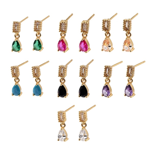

PandaHall Heart Cubic Zirconia Drop Earrings for Her, Dangle Stud Earrings, Cadmium Free & Lead Free, Real 18K Gold Plated, 14mm, Pin: 0.8mm..., Multicolor