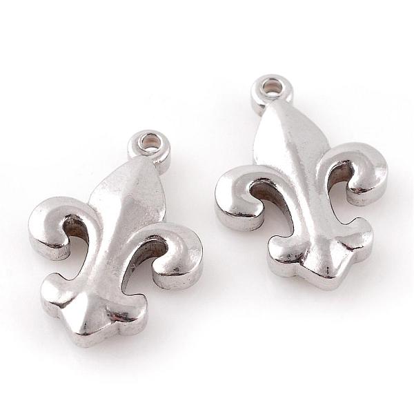 

PandaHall 201 Stainless Steel Pendants, Fleur De Lis, Stainless Steel Color, 18.5x13.5x3.5mm, Hole: 1.5mm 201 Stainless Steel Flower