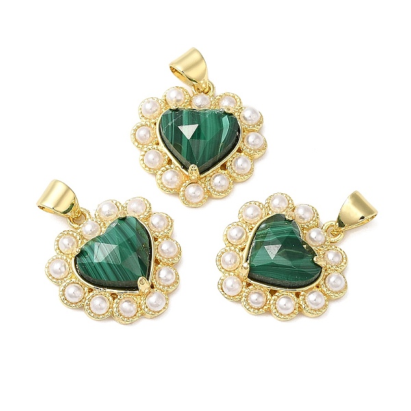 

PandaHall Natural Malachite Pendants, Faceted Heart Charms, with Ion Plating(IP) Brass Findings and Plastic Beads, Real 14K Gold Plated...