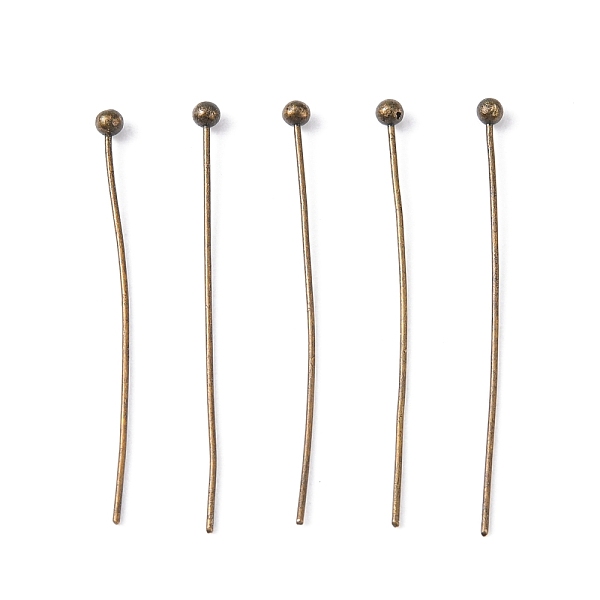 

PandaHall Brass Ball Head Pins, Antique Bronze, Size: about 0.5mm thick, 24 Gauge,, 30mm long, Head: 1.5mm Brass