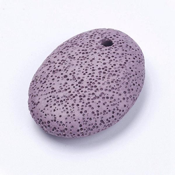

PandaHall Natural Lava Rock Big Pendants, Oval, Dyed, Medium Orchid, 52.5x39x14mm, Hole: 4.5mm Lava Rock Oval Purple