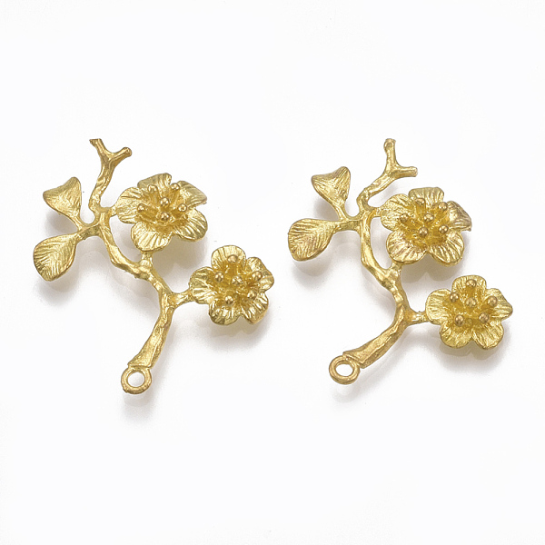 

PandaHall Brass Pendants, Nickel Free, Plum Blossom Branch, Raw(Unplated), 27x25x3mm, Hole: 1.4mm Brass Flower