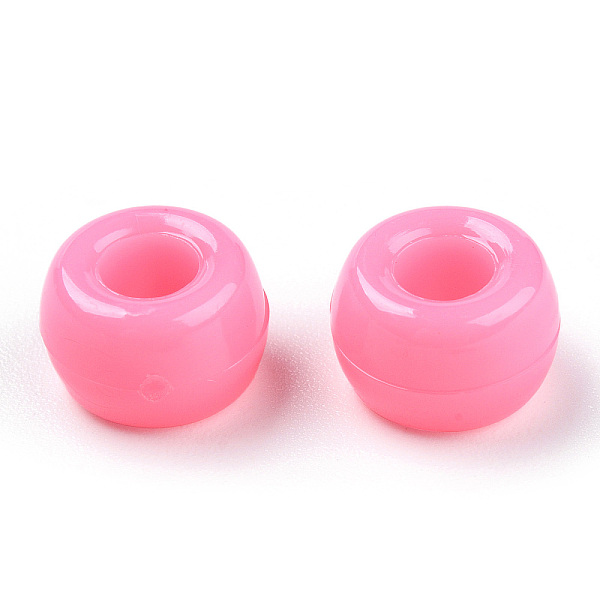 

PandaHall Opaque Plastic Beads, Barrel, Hot Pink, 9x6mm, Hole: 3.8mm, about 1950pcs/500g Plastic Barrel