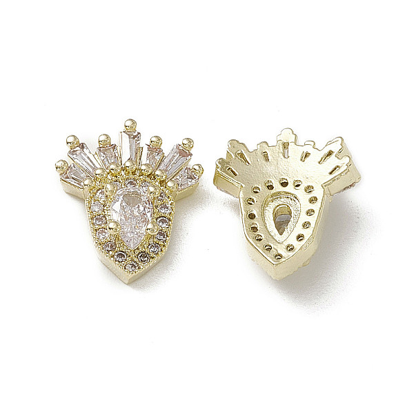 

PandaHall Brass Pave Clear Cubic Zirconia Nail Art Decoration, with Glass Rhinestone, Shield, Light Gold, 13x11x4mm Brass Others