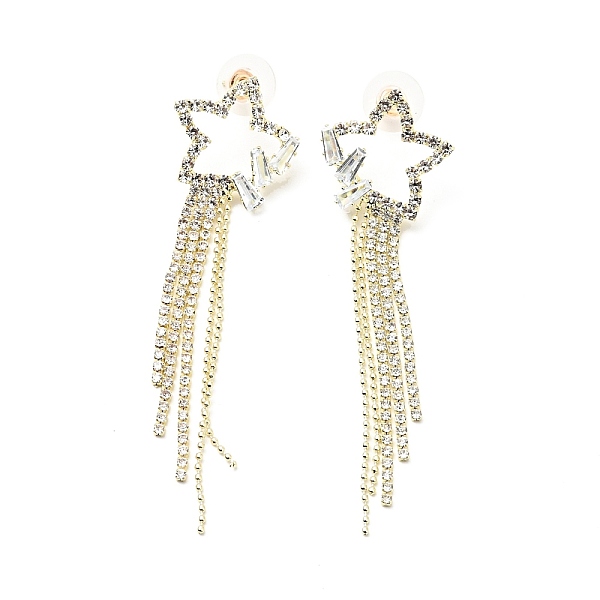 

PandaHall Clear Cubic Zirconia & Crystal Rhinestone Long Dangle Stud Earrings, Brass Earrings with 925 Sterling Silver Pins for Women, Light...