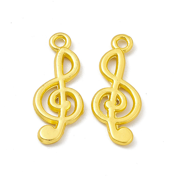PandaHall Rack Plating Alloy Pendants, Cadmium Free & Lead Free & Nickle Free, Musical Note Charms, Matte Gold Color, 25x10x1.5mm, Hole...