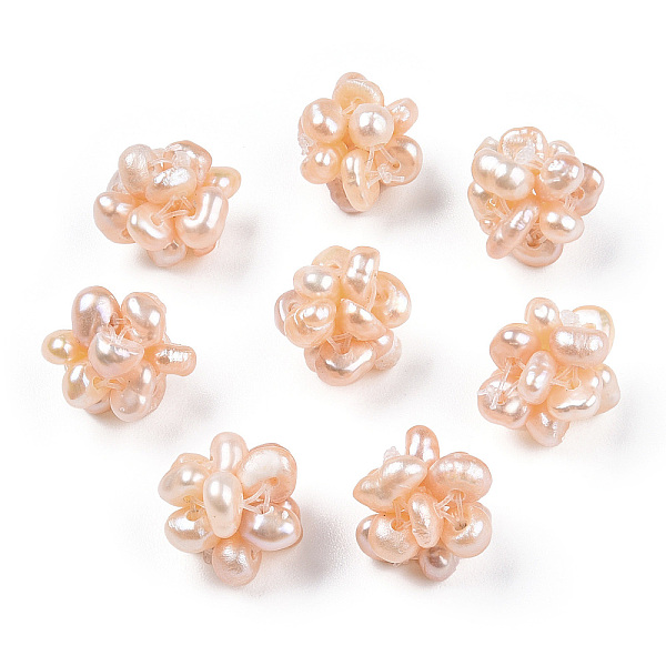 

PandaHall Round Natural Cultured Freshwater Pearl Beads, Handmade Ball Cluster Beads, PeachPuff, 10~11mm, Hole: 0.5mm Pearl Round Brown