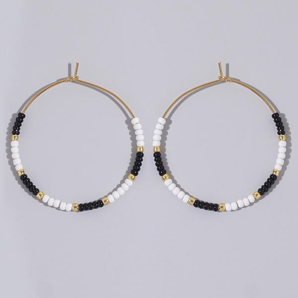 

PandaHall Glass Colorful Beads Hoop Earrings for Women, Ring Glass
