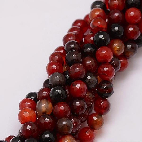 

PandaHall Natural Striped Agate/Banded Agate Bead Strands, Dyed, Faceted, Round, Brown, 10mm, Hole: 1.5mm, about 38pcs/strand, 14 inch...