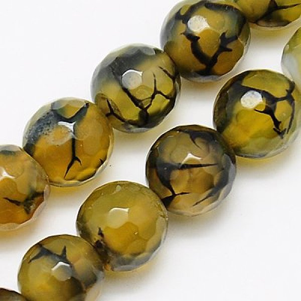

PandaHall Natural Dragon Veins Agate Beads Strands, Dyed, Faceted, Round, Dark Khaki, 8mm, Hole: 1mm Dragon Veins Agate Round Yellow