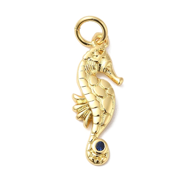 

PandaHall Rack Plating Brass Pave Blue Cubic Zirconia Sea Animal Pendants, Sea Horse Charms with Jump Rings, Long-Lasting Plated, Lead Free...