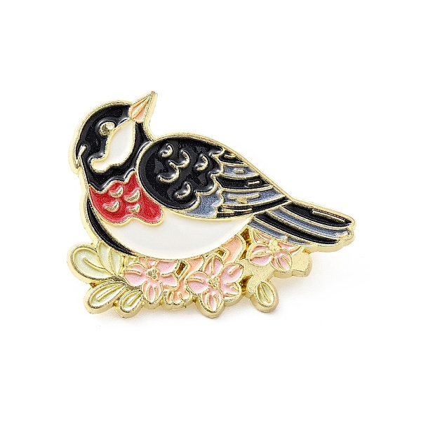 

PandaHall Bird with Branch Enamel Pin, Gold Plated Alloy Animal Badge for Backpack Clothes, Black, 28x31x1.5mm Alloy+Enamel Black