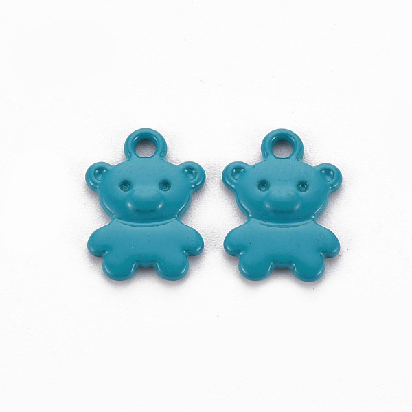 

PandaHall Spray Painted Alloy Charms, Cadmium Free & Lead Free, Bear, Teal, 14x10x2mm, Hole: 1.6mm Alloy Bear Cyan