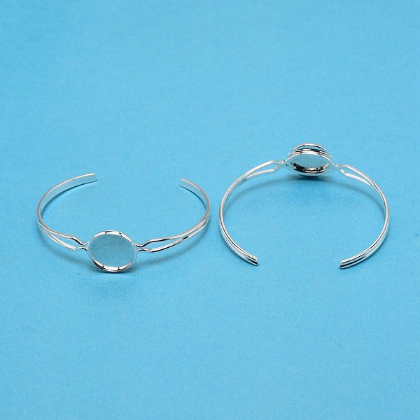 

PandaHall Brass Cuff Bangle Making, Blank Bangle Base, Silver Color Plated, Tray: 16mm, inner Diameter: 2 inchx2-3/8 inch(5x6.15cm) Brass