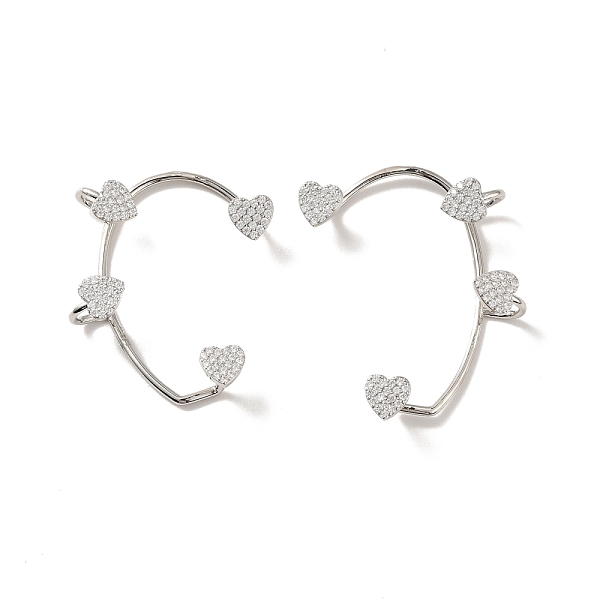 

PandaHall Clear Cubic Zirconia Heart Cuff Earrings, Long-Lasting Plated Brass Climber Wrap Around Earrings for Non Piercing, Cadmium Free &...