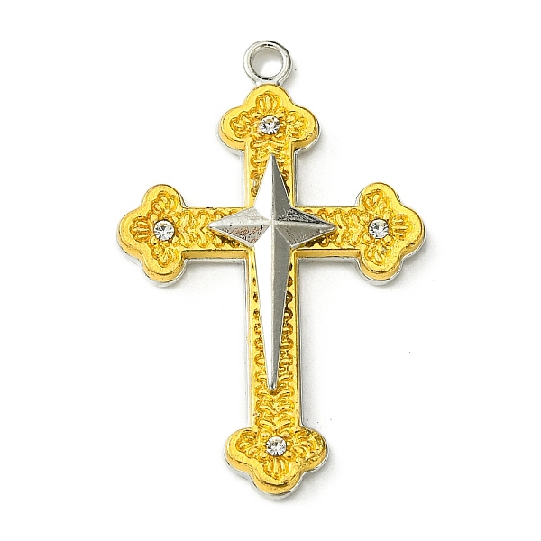 

PandaHall Alloy Rhinestone Pendants, Cross, Platinum & Golden, 40.5x26x4.5mm, Hole: 2mm Alloy+Rhinestone Cross