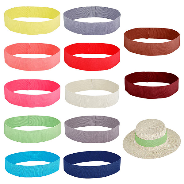 PandaHall Ultra Wide Thick Flat Elastic Hat Band, for Cowboy Hat, Bend Brim Fedora Hat, Straw Hat Decoration, Mixed Color, 40x550x1mm, 12...