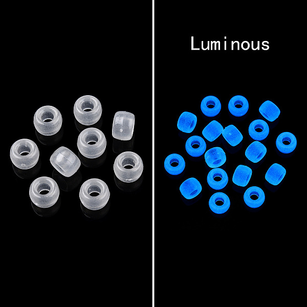 

PandaHall Transparent & Luminous Plastic Beads, Frosted, Glow in the Dark, Barrel, White, 9x6mm, Hole: 3.8mm, about 1900pcs/500g Plastic...