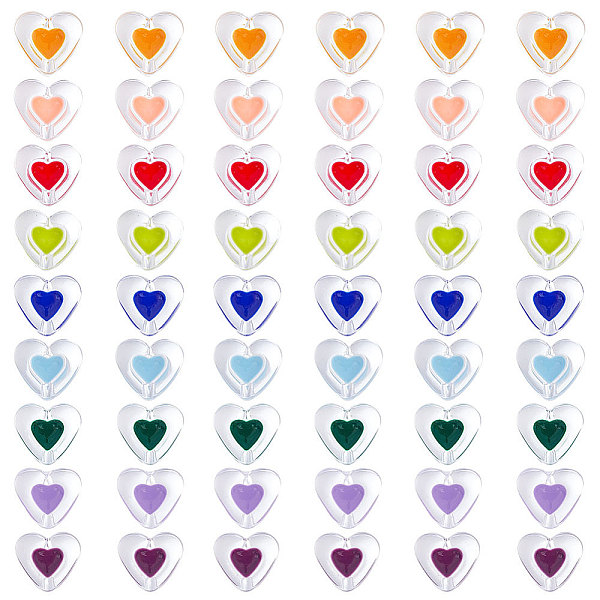 

PandaHall SUNNYCLUE 54Pcs 9 Style Transparent Acrylic Beads, with Enamel, Heart, Mixed Color, 15x16.5~17x10.5mm, Hole: 2~2.5mm, 6pcs/style..., Multicolor