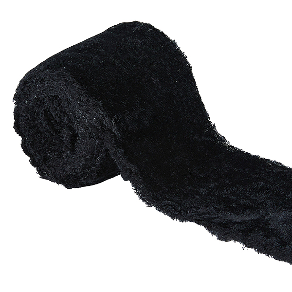 

PandaHall 3 Yards Single Face Velvet Ribbon, Raw Edge Ribbon for Gift Packing, Party Decoration, Black, 3 inch(75mm) Velvet None Black