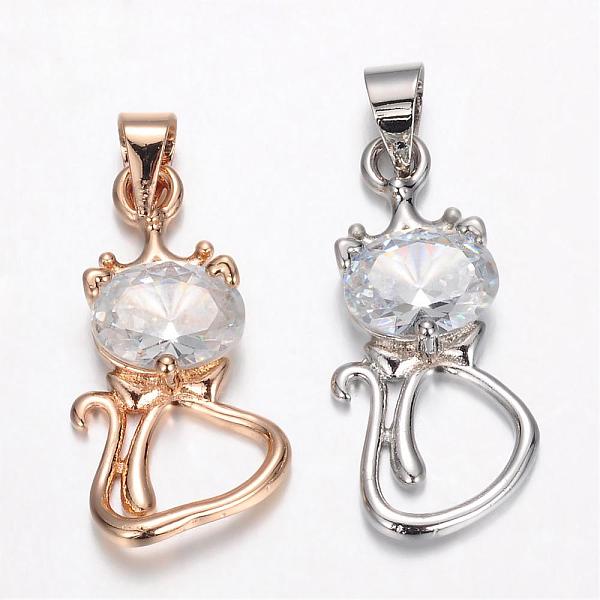 

PandaHall Brass Micro Pave Cubic Zirconia Kitten Pendants, Cat Shape, Mixed Color, 22.6x10x4.5mm, Hole: 4x4mm Brass+Cubic Zirconia Cat Shape..., Clear