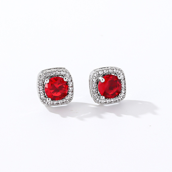 Boucles d'oreilles carrées élégantes en zircon pour femmes
