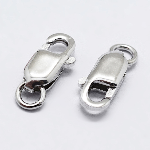 

PandaHall Rhodium Plated 925 Sterling Silver Lobster Claw Clasps, with 925 Stamp, Platinum, 10.5mm, Hole: 1mm Sterling Silver