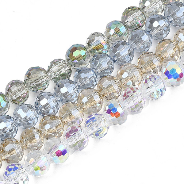 

PandaHall Electroplate Transparent Glass Beads Strands, Faceted, Round, Mixed Color, 8x7mm, Hole: 1.6mm, about 71pcs/strand, 19.88 inch..., Multicolor