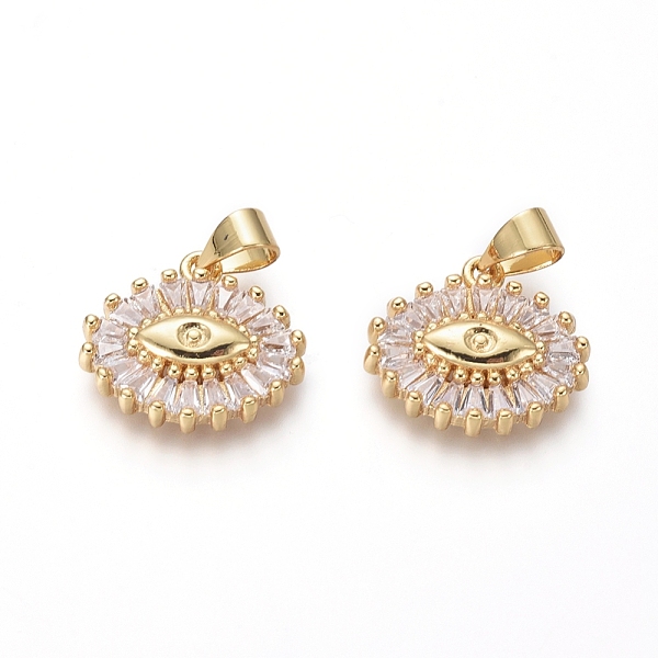 

PandaHall Brass Micro Pave Cubic Zirconia Pendants, Evil Eye, Golden, 15x16x3.5mm, Hole: 3.5x4.5mm, Clear Brass+Cubic Zirconia Eye Clear