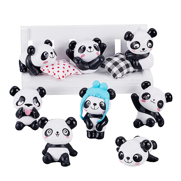 

PandaHall ARRICRAFT Natural Pinewood Mini Bench Display Decorations and Cute Plastic Panda Display Decorations Sets, Mixed Color, 9pcs/bag..., Multicolor
