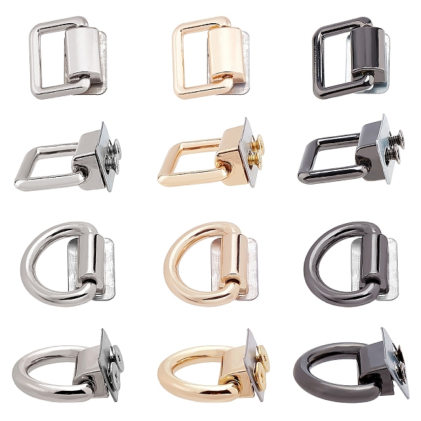 WADORN 12Set 6 Style Alloy D Shape Rings Clasps