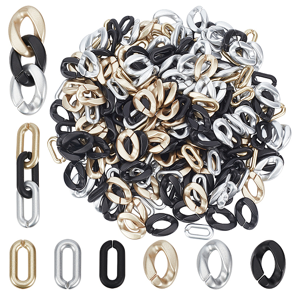 

PandaHall HOBBIESAY 300Pcs 6 Style Spray Painted CCB Plastic Linking Rings, Quick Link Connectors, For Jewelry Chains Making, Oval & Twist..., Multicolor