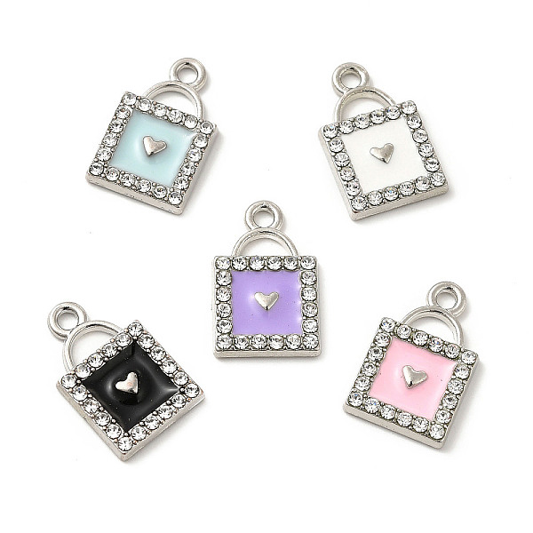 

PandaHall Alloy Enamel Pendants, with Crystal Rhinestone, Padlock with Heart Charms, Platinum, Mixed Color, 18x11.5x2.5mm, Hole: 1.8mm Alloy..., Multicolor