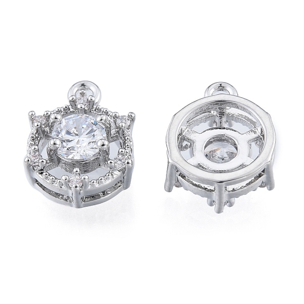 

PandaHall Brass Micro Pave Clear Cubic Zirconia Charms, Cadmium Free & Nickel Free & Lead Free, Flat Round, Real Platinum Plated, 10x8x4.5mm...