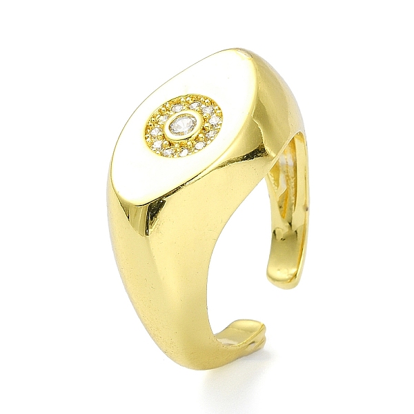 

PandaHall Brass with Cubic Zirconia Horse Eye Open Cuff Ring, Signet Finger Ring, Real 18K Gold Plated, Inner Diameter: 18mm Brass Horse Eye..., Clear