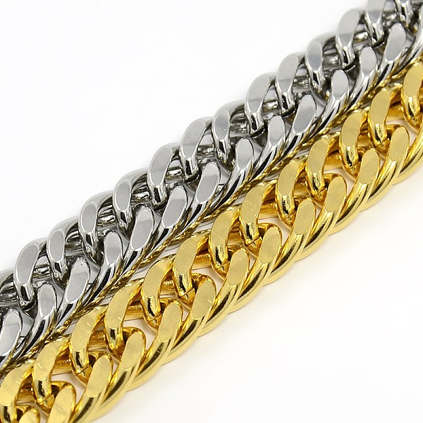 

PandaHall Fashionable 304 Stainless Steel Cuban Link Chain Bracelets, with Lobster Claw Clasps, Faceted, Mixed Color, 8-5/8 inch(220mm)...