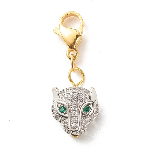 

PandaHall Brass Micro Pave Cubic Zirconia Pendants, with Lobster Claw Clasps, Leopard Head, Platinum, 26mm Brass+Cubic Zirconia Leopard..., Clear