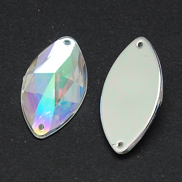

PandaHall Sew on Rhinestone, Taiwan Acrylic Rhinestone, Two Holes, Garment Accessories, Faceted, Horse Eye, Colorful, 12x6x3mm, Hole: 1mm...