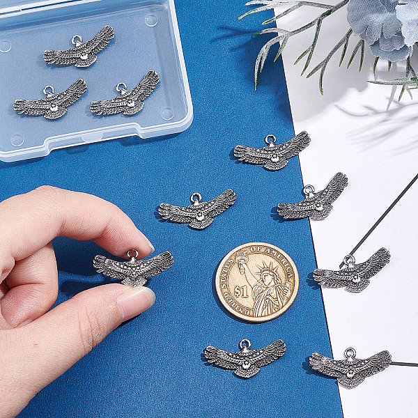 

PandaHall UNICRAFTALE 10pcs Antique Silver Tibetan Style Eagle Charm Stainless Steel Pendants Metal Vintage Dangle Pendants for DIY Jewelry...