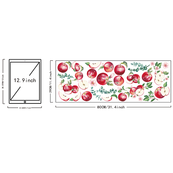

PandaHall SUPERDANT 1 Sheet Apples Wall Decals Fruit Vinyl Wall Stickers Wall Art Sticker Decals Wall Stickers Wall Decals for Kitchen...