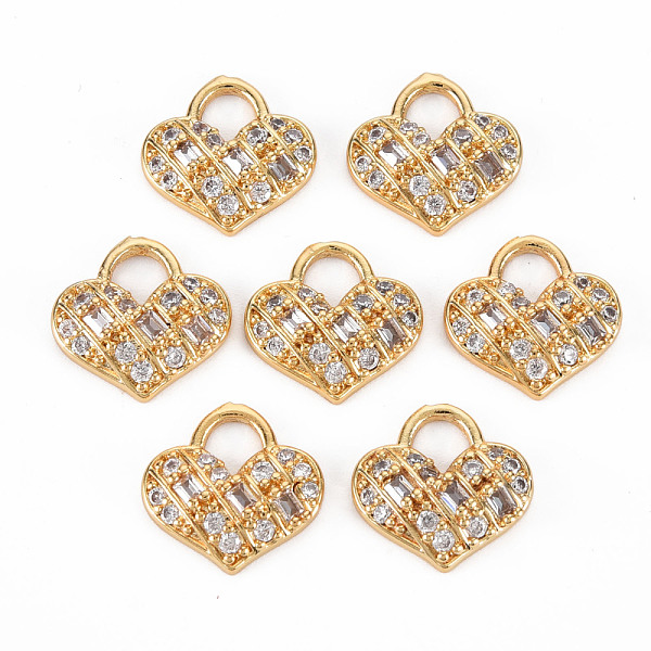 

PandaHall Rack Plating Brass Micro Pave Clear Cubic Zirconia Charms, Long-Lasting Plated, Cadmium Free & Lead Free, Heart, Light Gold...