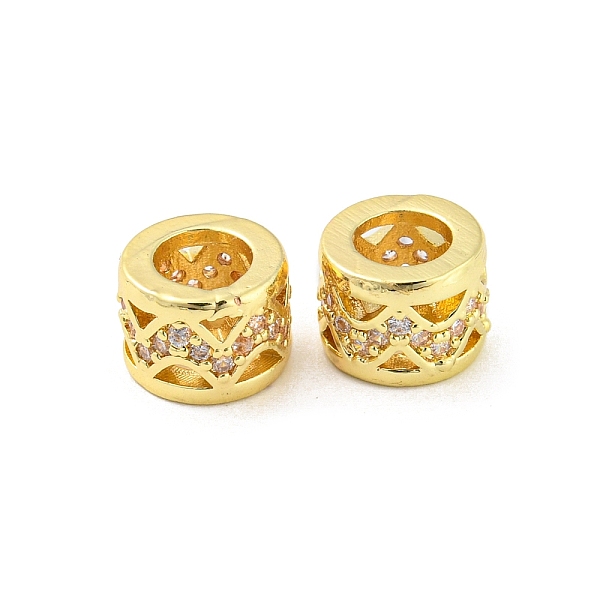 

PandaHall Brass Micro Pave Cubic Zirconia European Beads, Large Hole Beads, Long-Lasting Plated, Lead Free & Cadmium Free, Hollow Column..., Clear