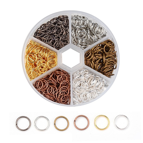 

PandaHall 1 Box 6 Color Iron Jump Rings, Open Jump Rings, Mixed Color, 20 Gauge, 8x0.8mm, Inner Diameter: 6.4mm, about 900pcs/box Iron