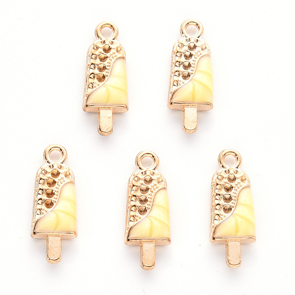 

PandaHall Alloy Enamel Pendants, Cadmium Free & Lead Free, Light Gold, Ice Cream, Yellow, 18.5x7x3.5mm, Hole: 1.6mm Alloy+Enamel Food Yellow