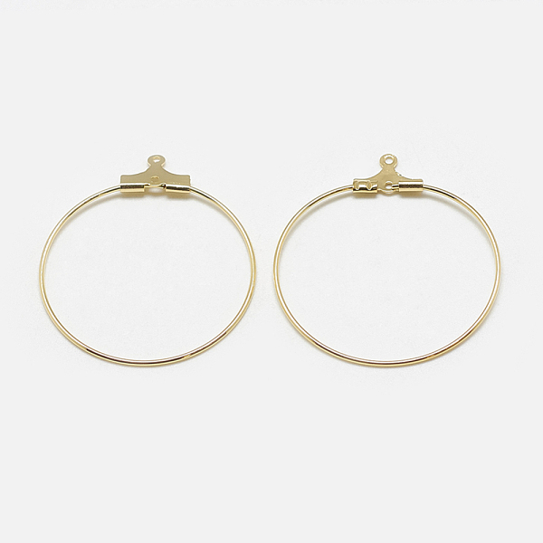 

PandaHall Brass Pendants, Hoop Earring Findings, Ring, Real 18K Gold Plated, 18 Gauge, 25x21.5x1mm, Hole: 1mm Brass