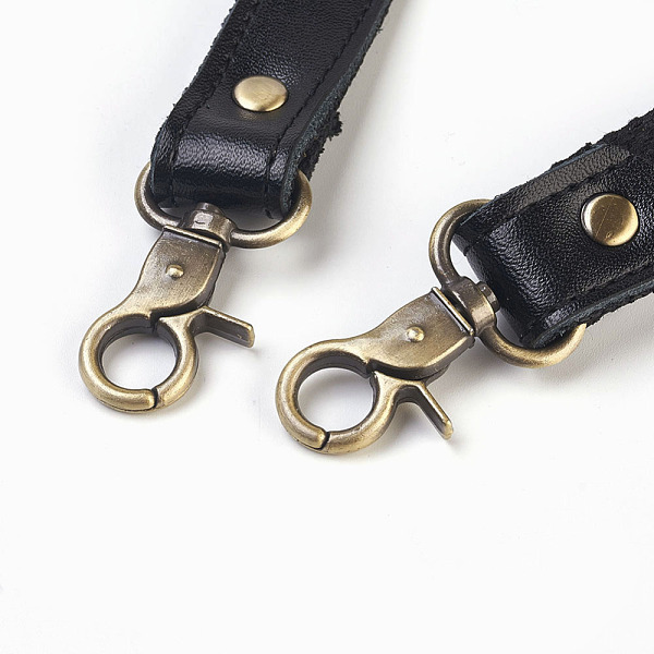 

PandaHall Leather Bag Handles, with Alloy Clasps, for Bag Straps Replacement Accessories, Antique Bronze, Black, 580~595x19~20x4mm Leather...