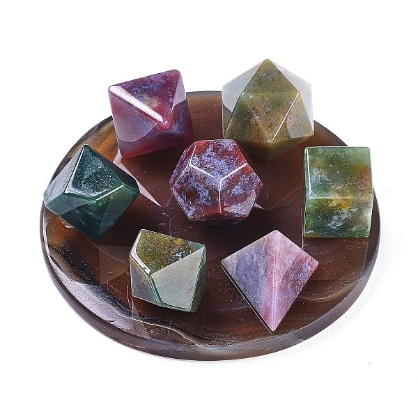 

PandaHall Natural Indian Agate Platonic Sacred Stones Geometry Set, for Reiki Healing Chakra Stone Balancing, Home Display Decorations, with...