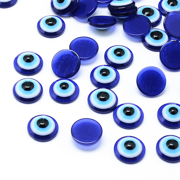 

PandaHall Resin Evil Eye Cabochons, Half Round/Dome, Blue, 12x4.5mm Resin Evil Eye Blue