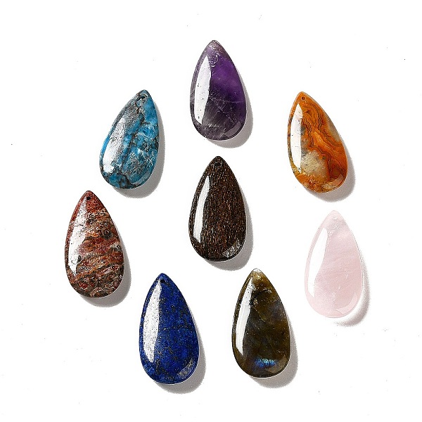 

PandaHall Natural Mixed Gemstone Pendants, Teardrop Charm, 39~39.5x19~19.5x6.5~7mm, Hole: 1.2mm Mixed Stone Teardrop